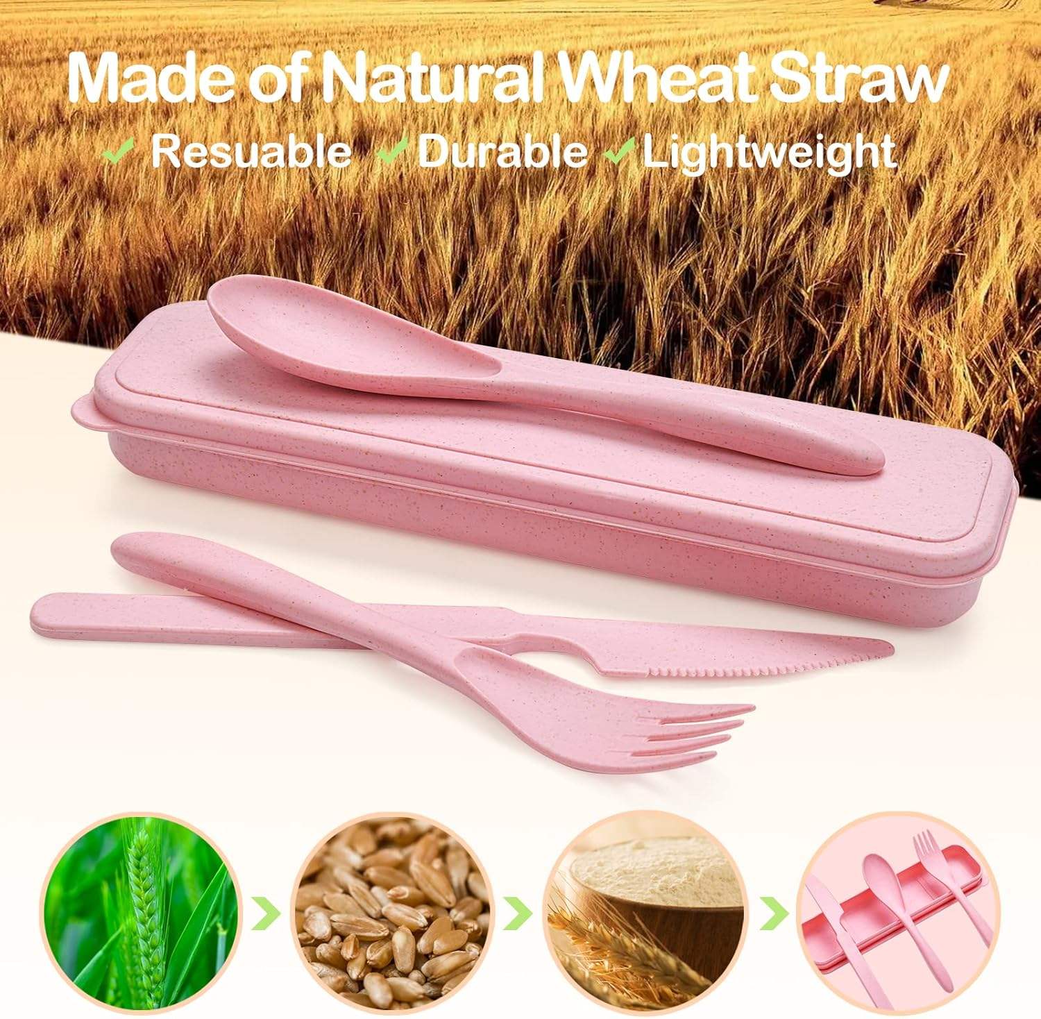 ชุดช้อนส้อม Wheat Straw พร้อมกล่อง - 4