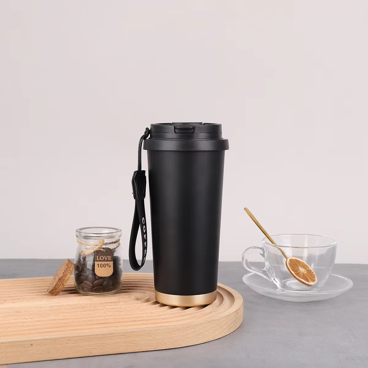 แก้วกาแฟสแตนเลสพร้อมฝาปิด 500 ml - 1