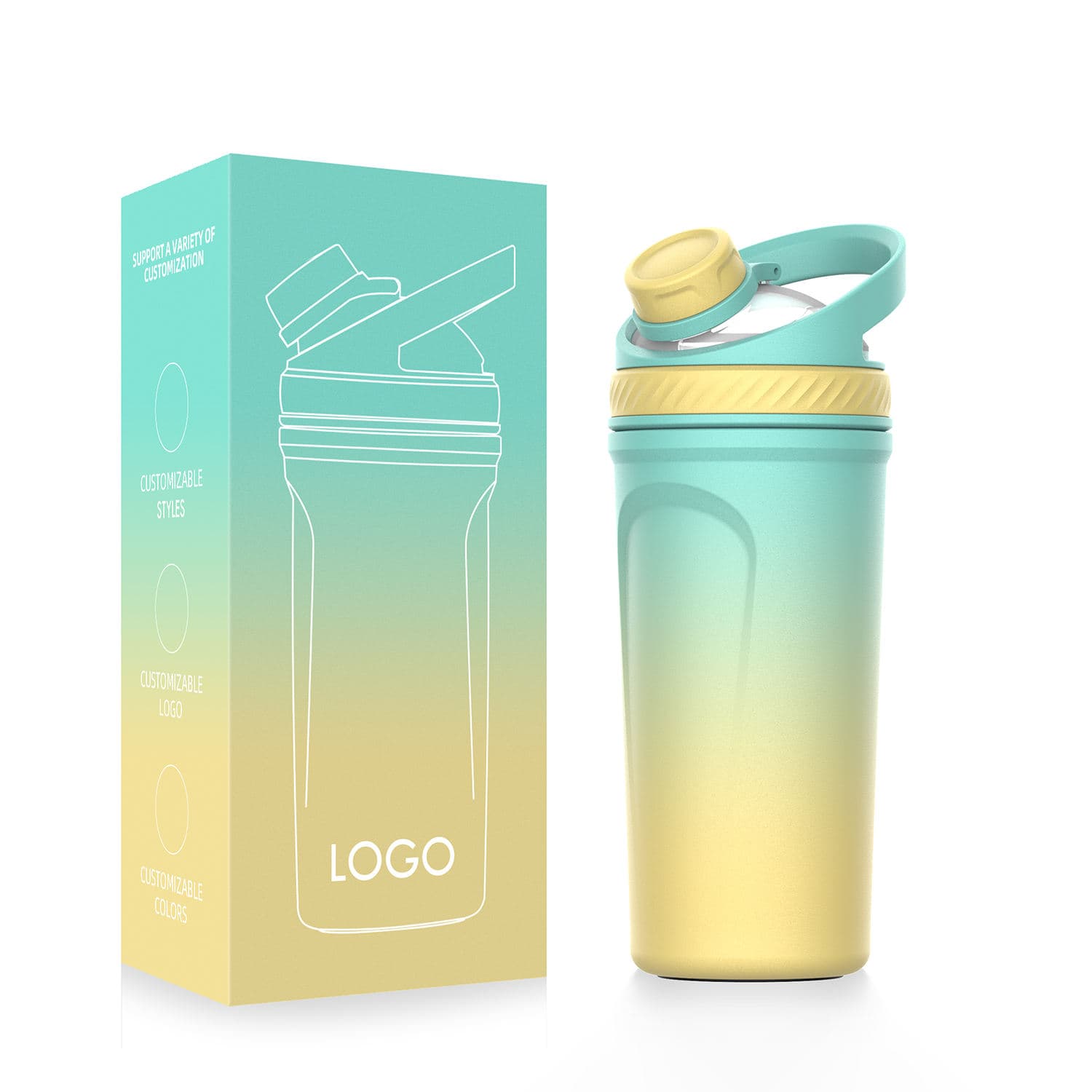 กระบอกสแตนเลสเขย่าโปรตีน 24 oz